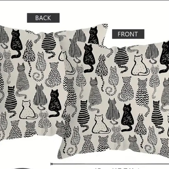 Kitten Throw Pillow Cover - Double-Sided / Abstract  Print Black & White - NWT - Picture 3 of 5